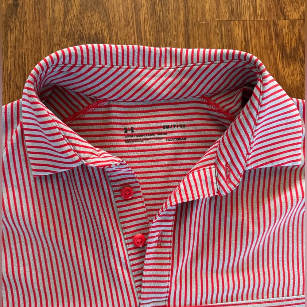 Under Armour Men's Polo in Red and White Stripes